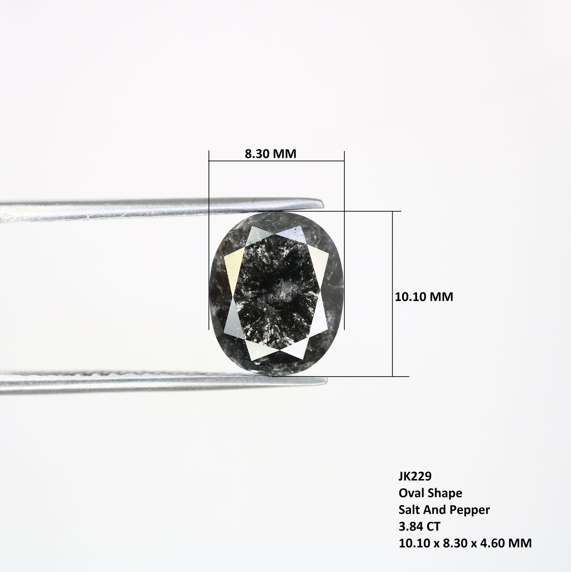 3.84 CT Natural Oval Shape Salt and Pepper Diamond For Engagement Ring - JayKrishna Diamond