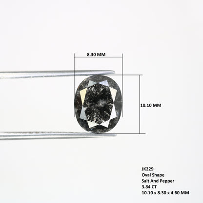 3.84 CT Natural Oval Shape Salt and Pepper Diamond For Engagement Ring - JayKrishna Diamond