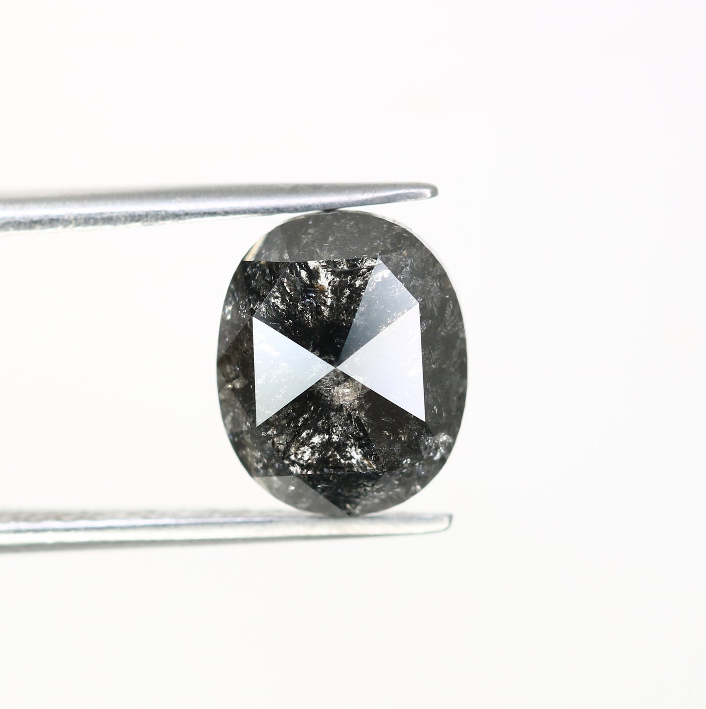 3.84 CT Natural Oval Shape Salt and Pepper Diamond For Engagement Ring - JayKrishna Diamond