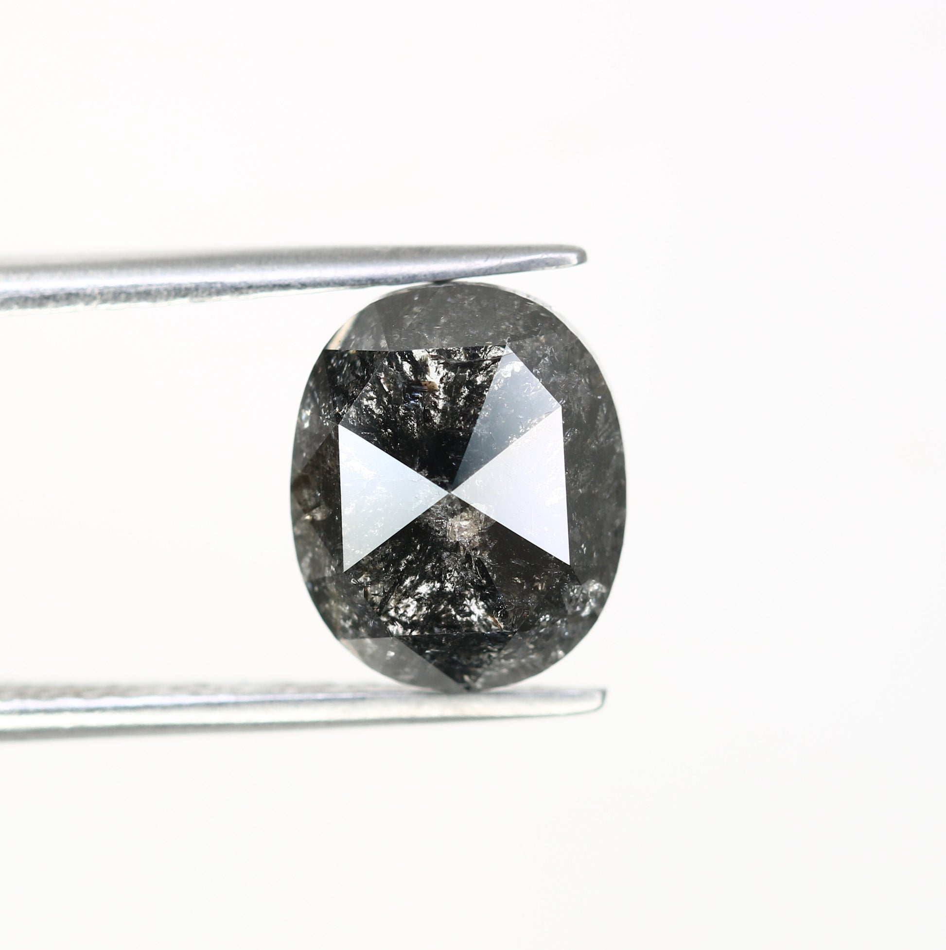 3.84 CT Natural Oval Shape Salt and Pepper Diamond For Engagement Ring - JayKrishna Diamond