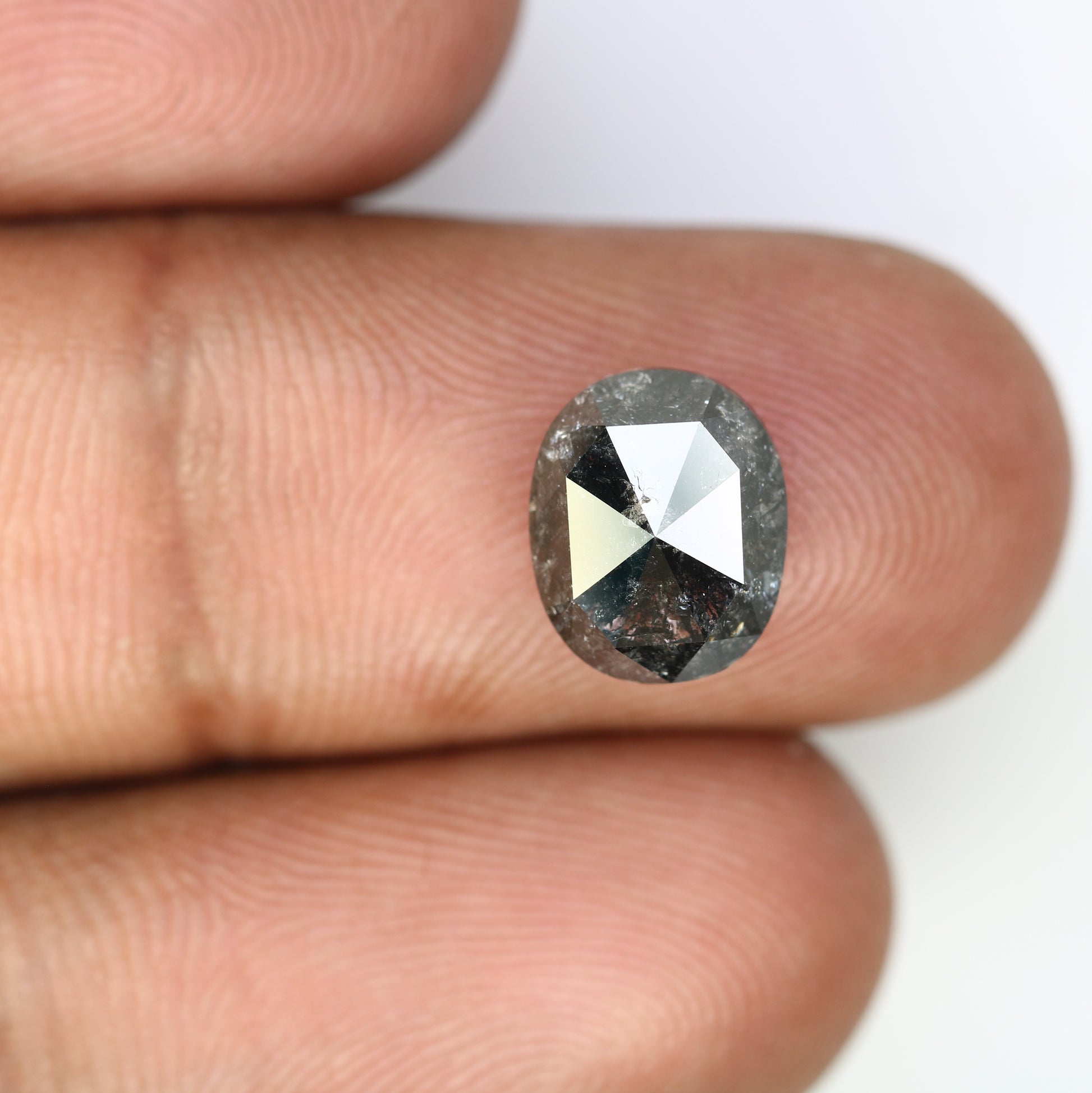 3.84 CT Natural Oval Shape Salt and Pepper Diamond For Engagement Ring - JayKrishna Diamond
