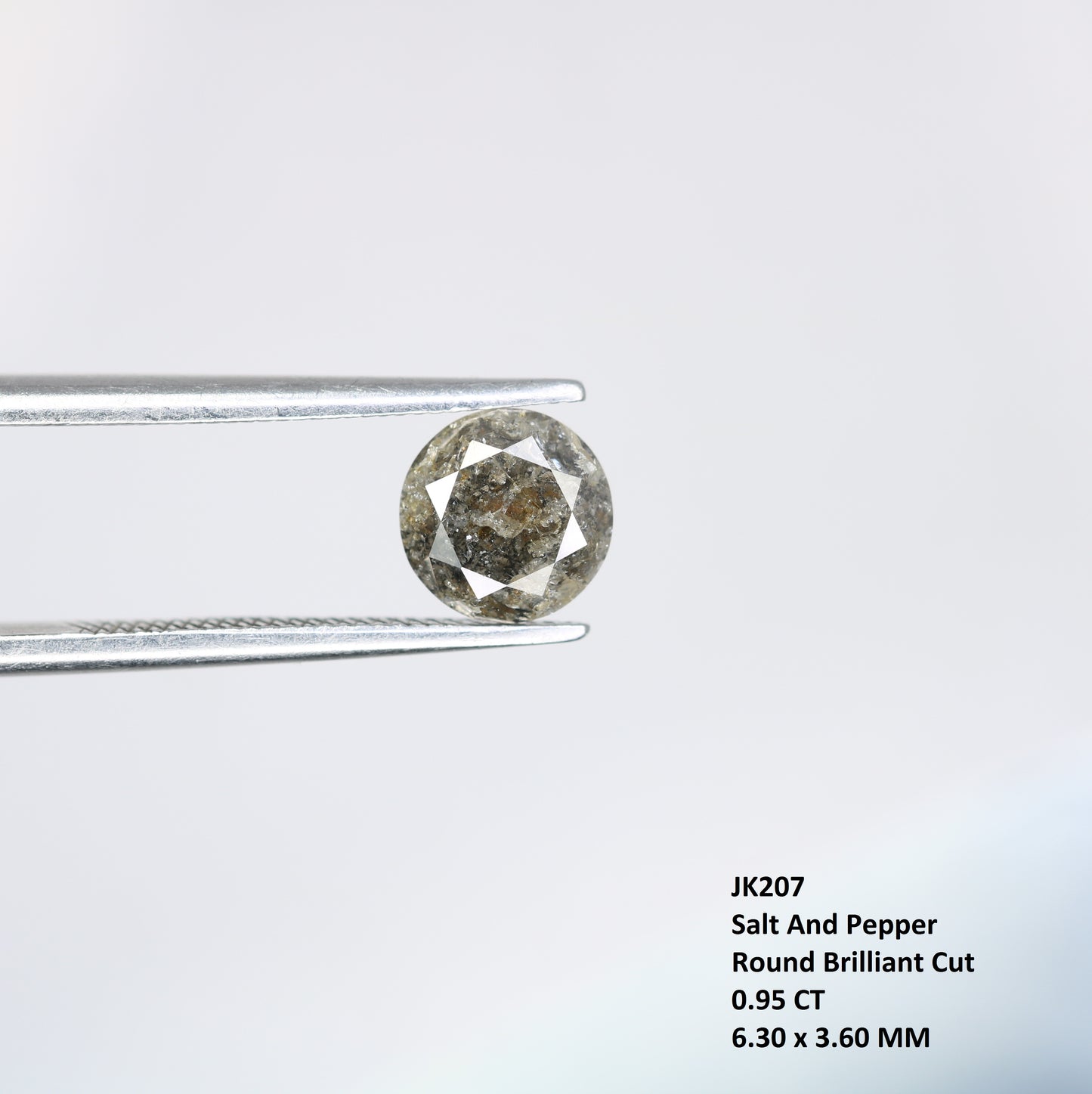 0.95 CT Salt and Pepper Round Brilliant Cut Diamond For Engagement Ring - JayKrishna Diamond