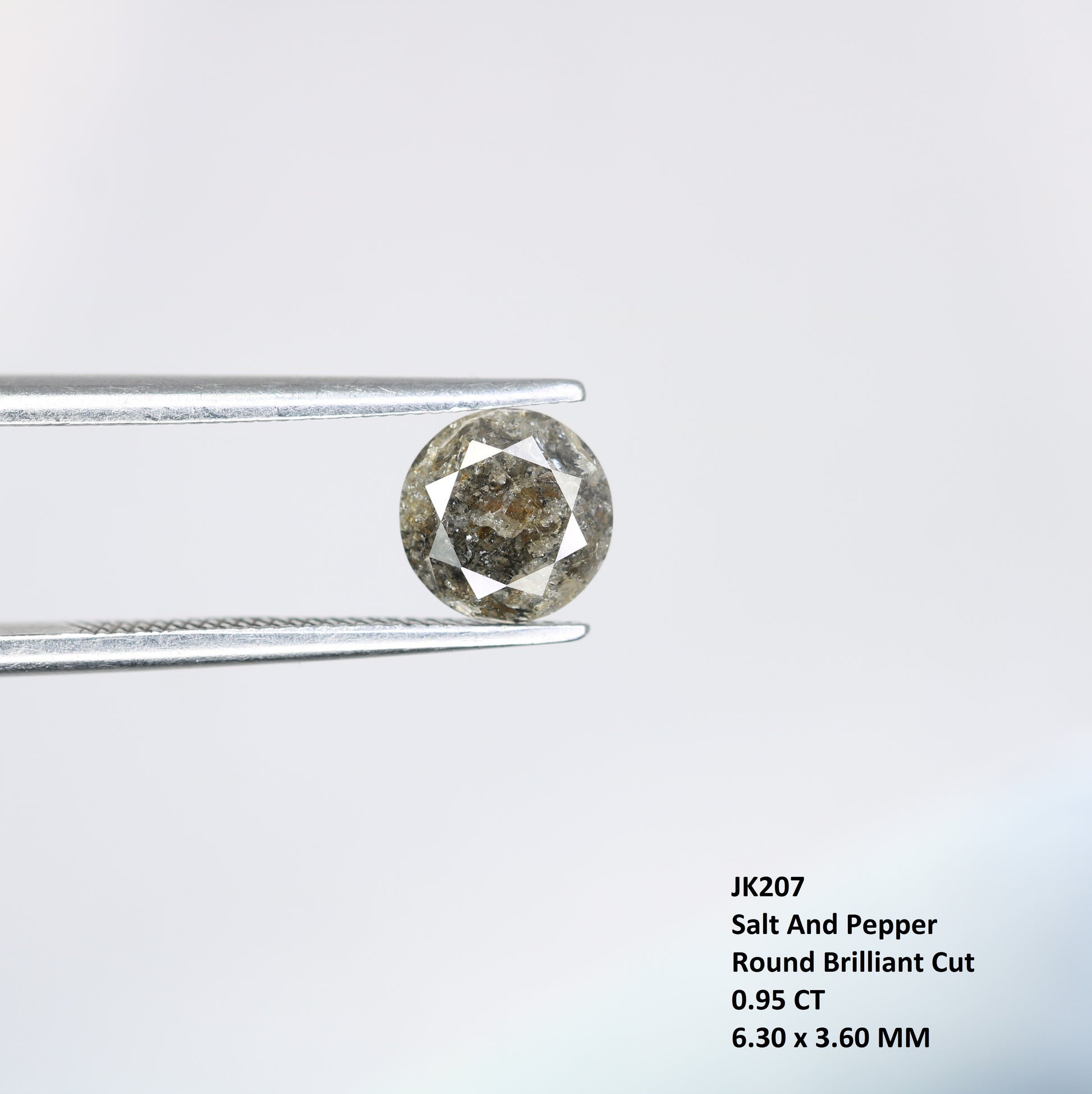 0.95 CT Salt and Pepper Round Brilliant Cut Diamond For Engagement Ring - JayKrishna Diamond