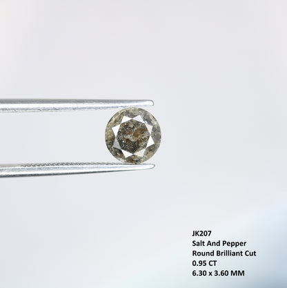 0.95 CT Salt and Pepper Round Brilliant Cut Diamond For Engagement Ring - JayKrishna Diamond