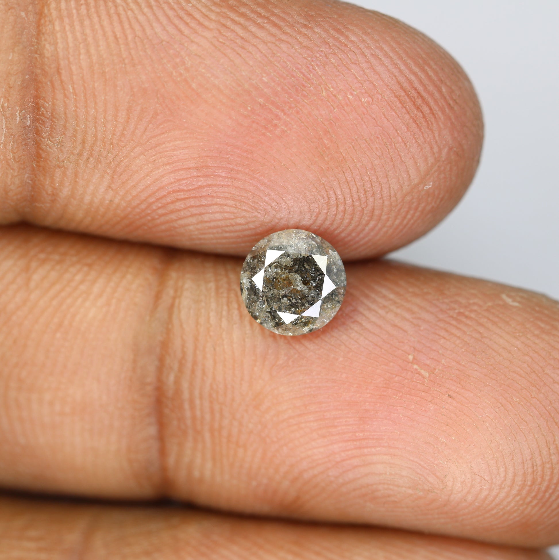 0.95 CT Salt and Pepper Round Brilliant Cut Diamond For Engagement Ring - JayKrishna Diamond