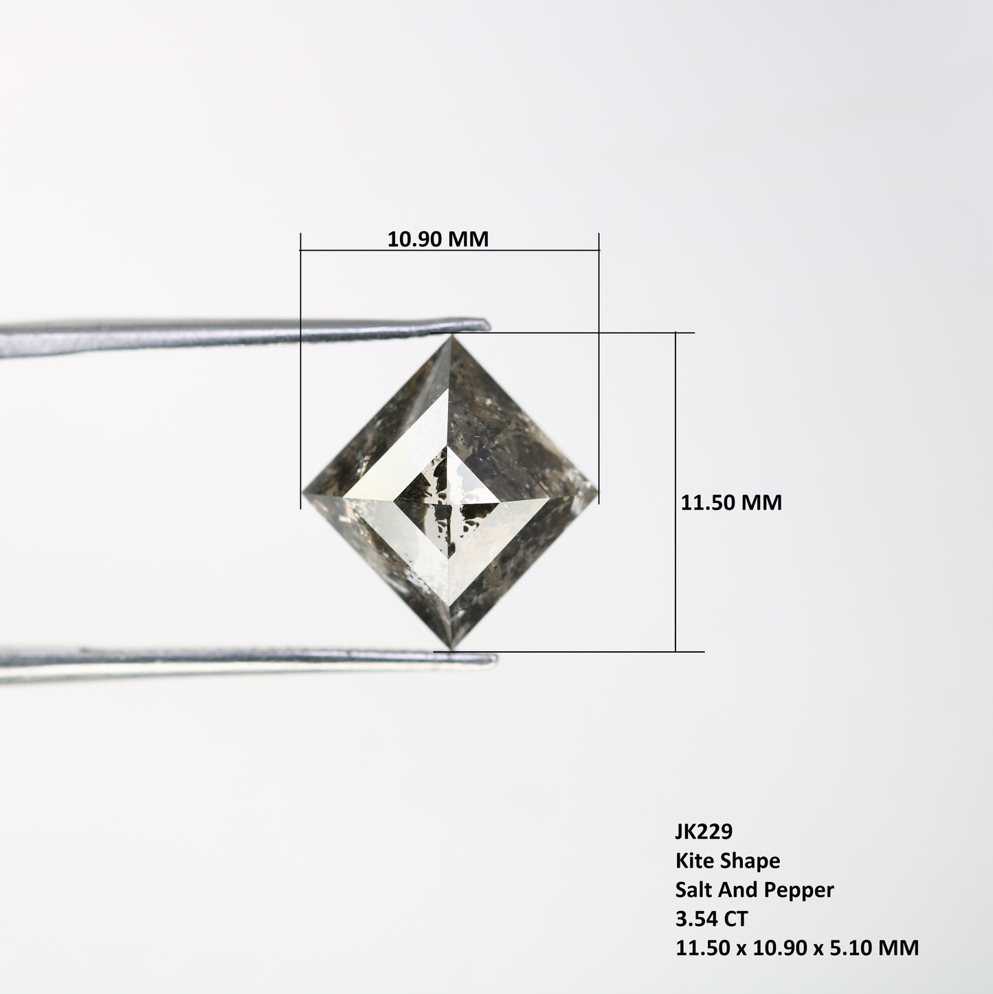 3.54 CT Kite Shape Salt And Pepper Diamond For Engagement Ring - JayKrishna Diamond