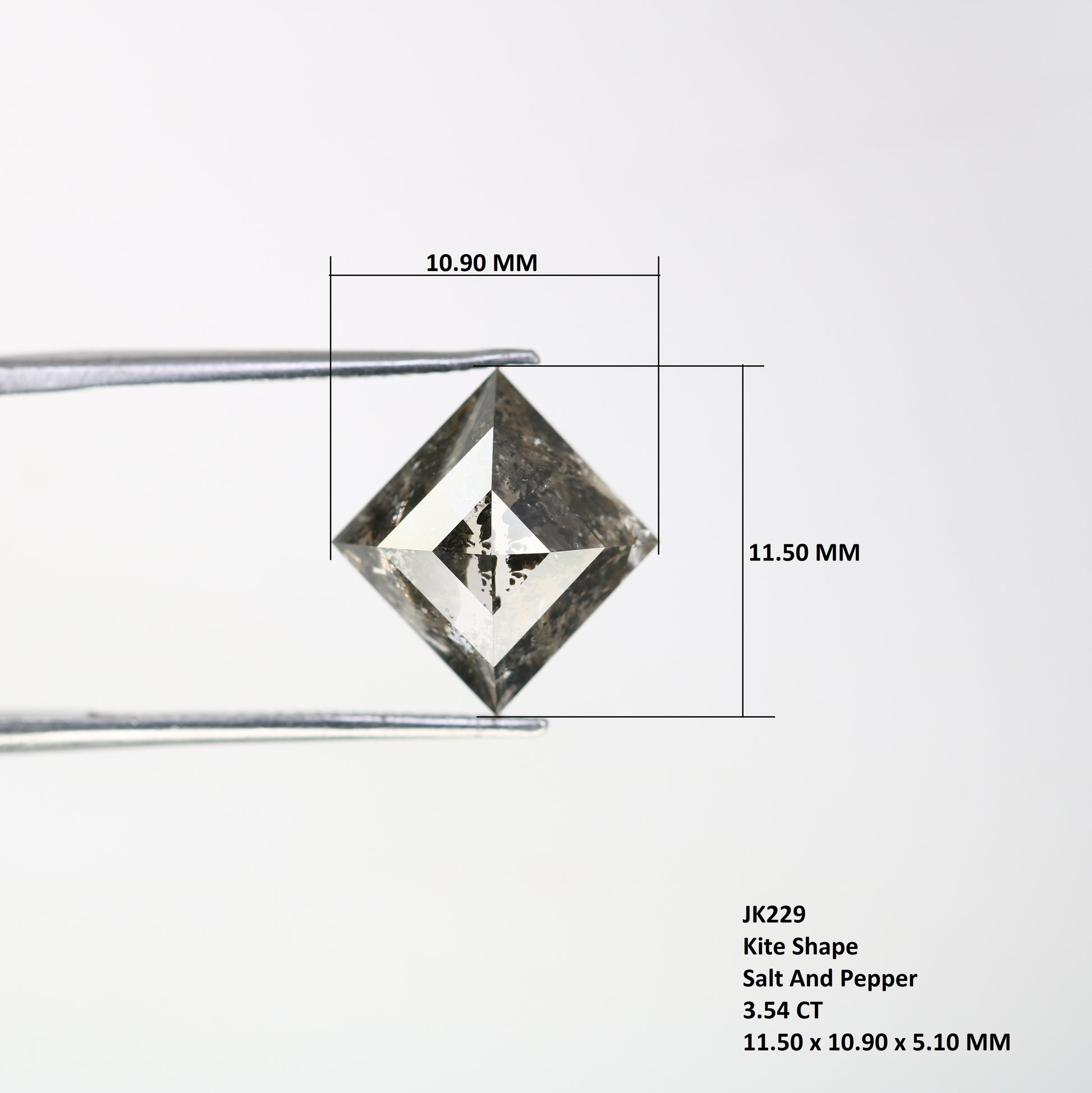 3.54 CT Kite Shape Salt And Pepper Diamond For Engagement Ring - JayKrishna Diamond