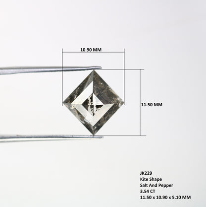 3.54 CT Kite Shape Salt And Pepper Diamond For Engagement Ring - JayKrishna Diamond