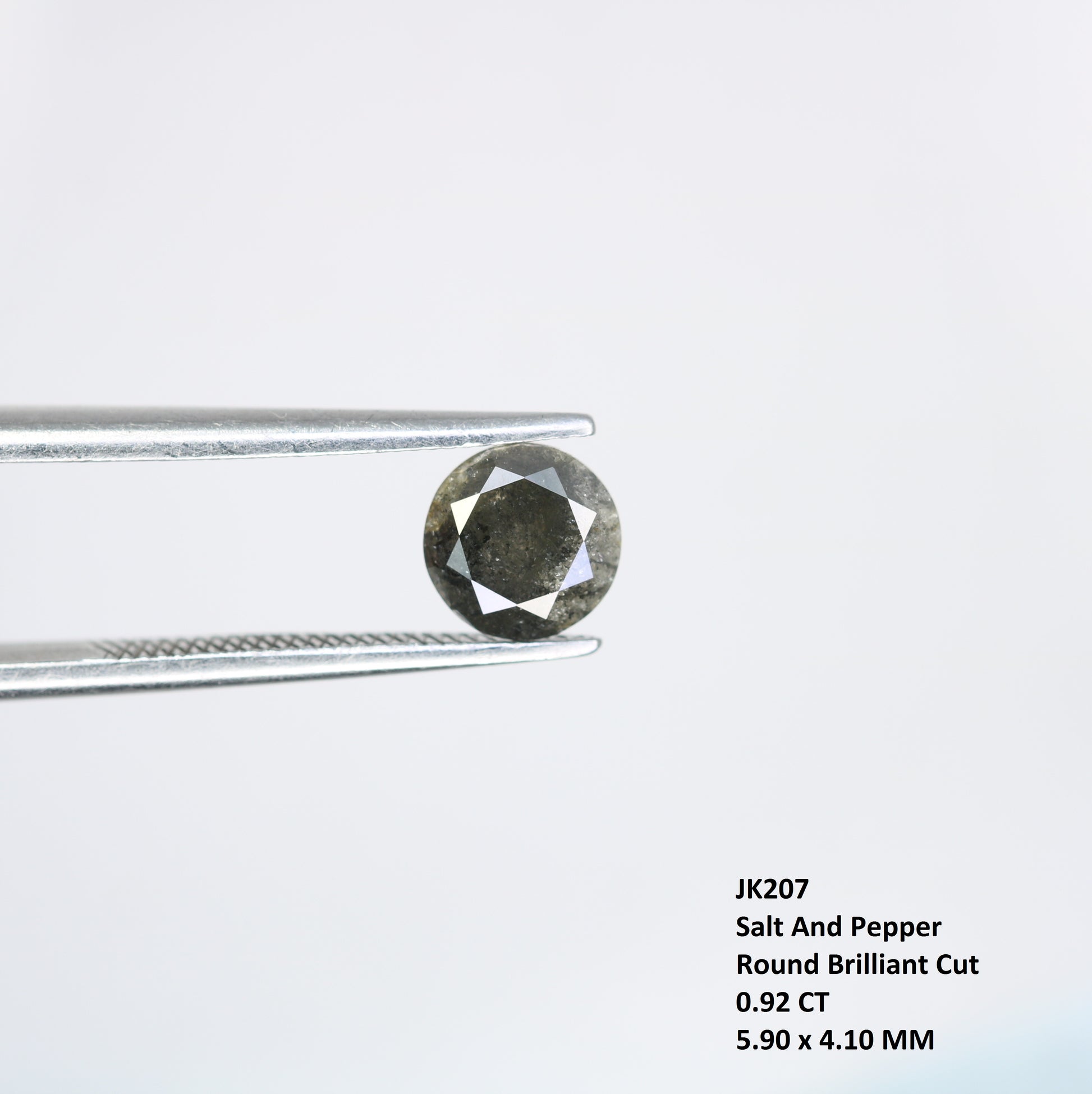 0.92 CT Round Brilliant Cut Salt and Pepper Diamond For Engagement Ring - JayKrishna Diamond