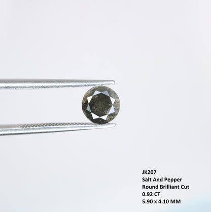 0.92 CT Round Brilliant Cut Salt and Pepper Diamond For Engagement Ring - JayKrishna Diamond