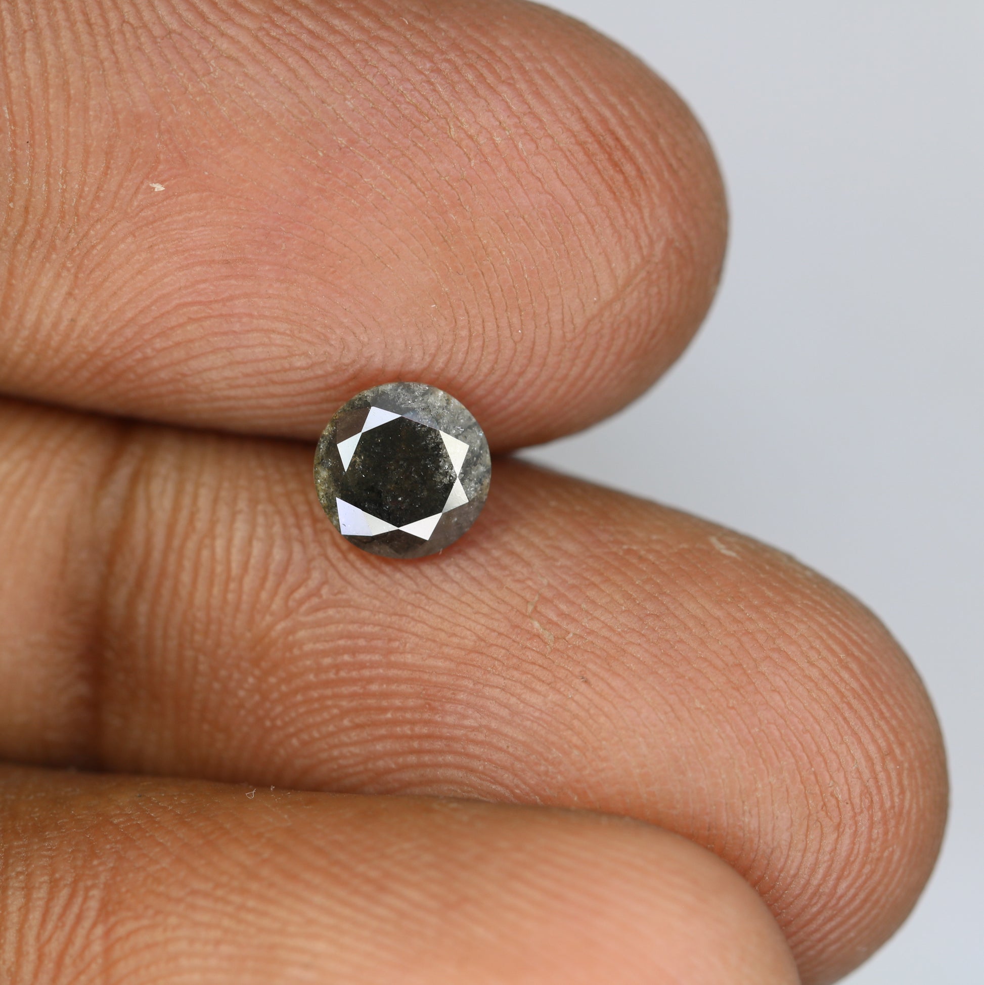 0.92 CT Round Brilliant Cut Salt and Pepper Diamond For Engagement Ring - JayKrishna Diamond