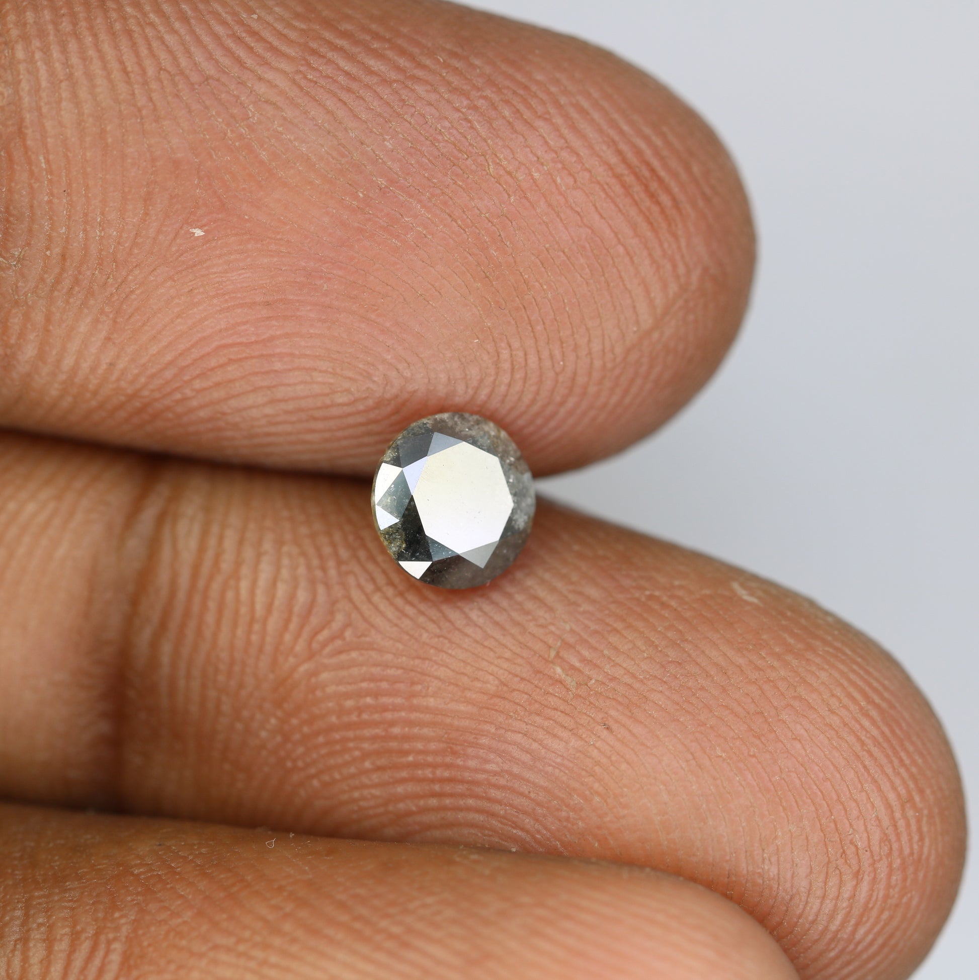 0.92 CT Round Brilliant Cut Salt and Pepper Diamond For Engagement Ring - JayKrishna Diamond
