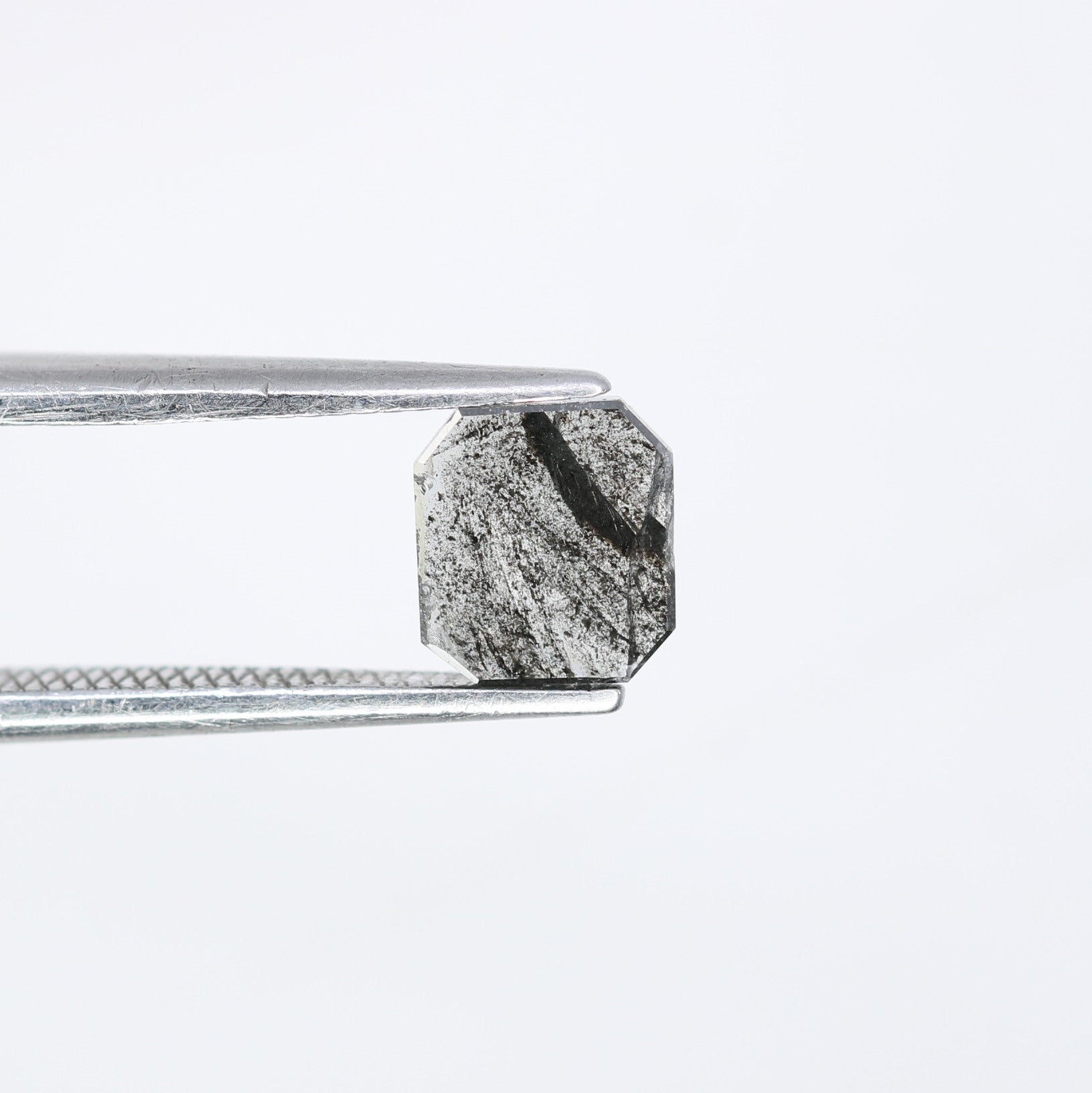 0.61 Carat Emerald Shape Loose Natural Salt and Pepper Diamond for a One-of-a-Kind Galaxy Ring - JayKrishna Diamond