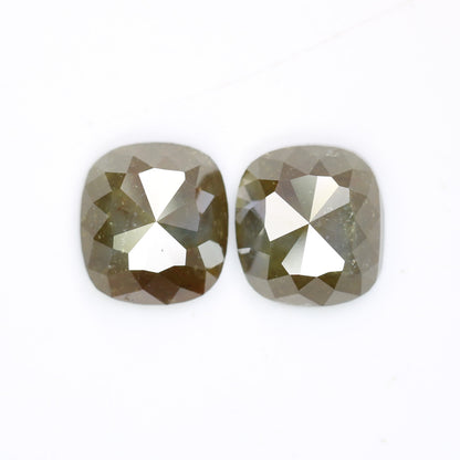 4.85 Carat Cushion Shaped Natural Green Color Loose Diamond Pair For Diamond Earring - JayKrishna Diamond