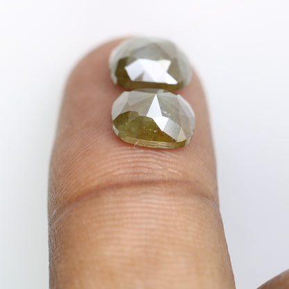 4.85 Carat Cushion Shaped Natural Green Color Loose Diamond Pair For Diamond Earring - JayKrishna Diamond