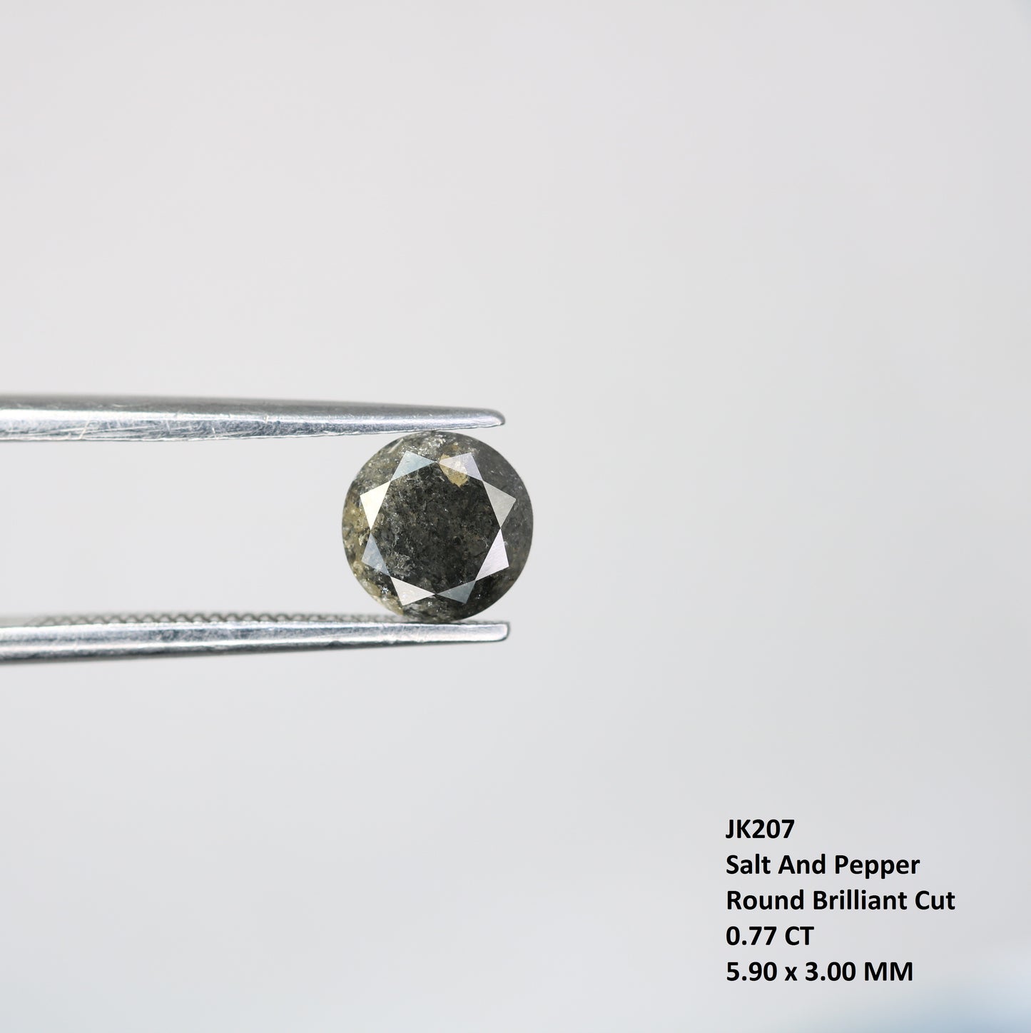 0.77 CT Round Brilliant Cut Salt and Pepper Diamond For Engagement Ring - JayKrishna Diamond