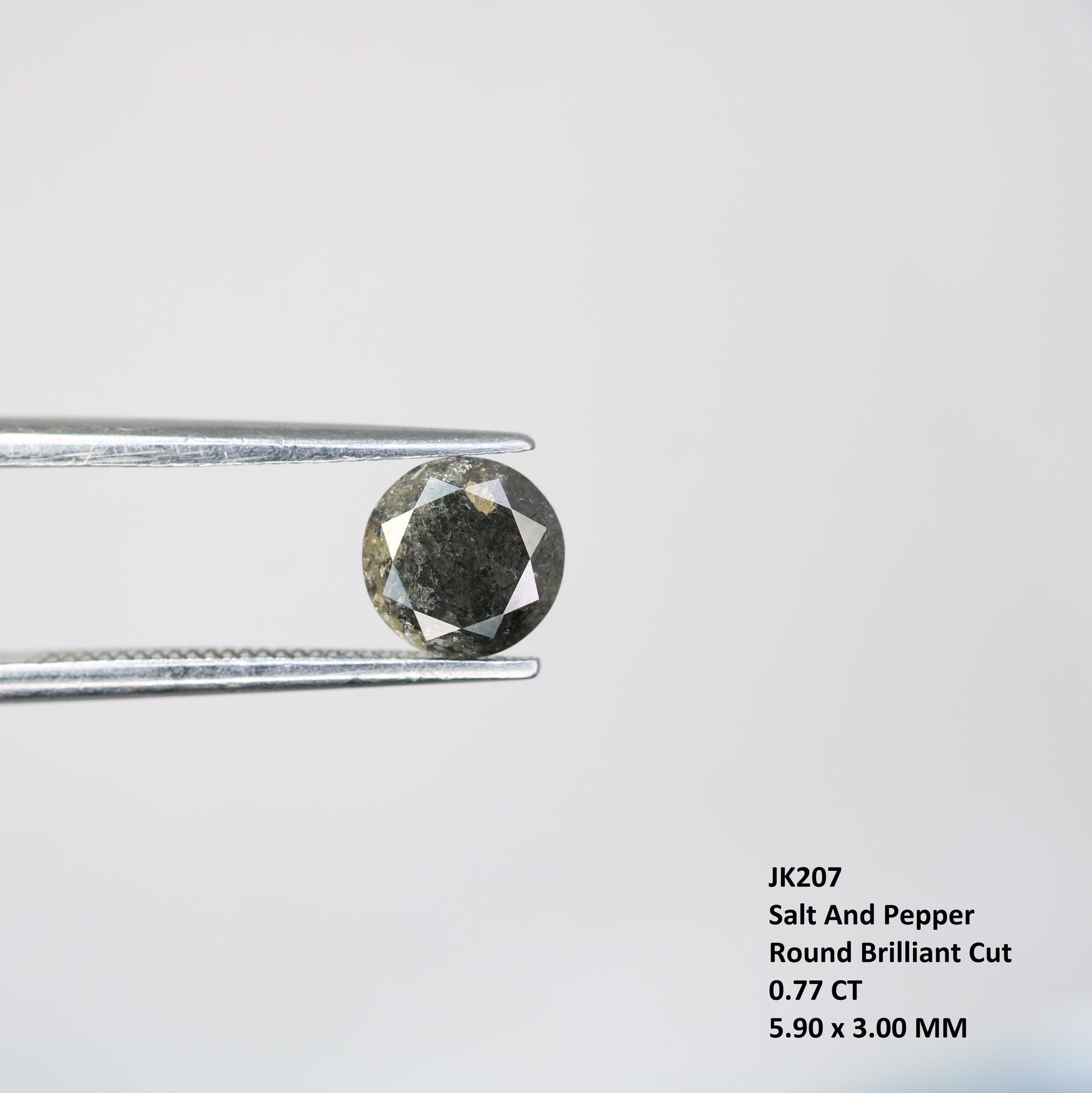 0.77 CT Round Brilliant Cut Salt and Pepper Diamond For Engagement Ring - JayKrishna Diamond