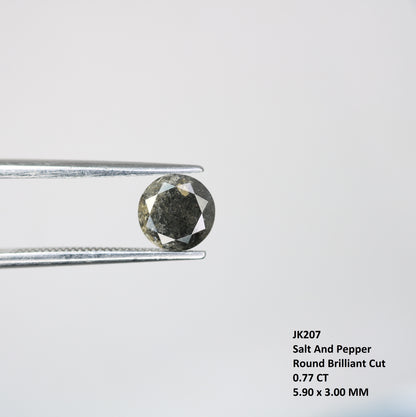 0.77 CT Round Brilliant Cut Salt and Pepper Diamond For Engagement Ring - JayKrishna Diamond