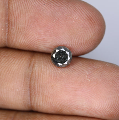 0.79 CT Round Brilliant Cut Salt and Pepper Diamond For Engagement Ring - JayKrishna Diamond