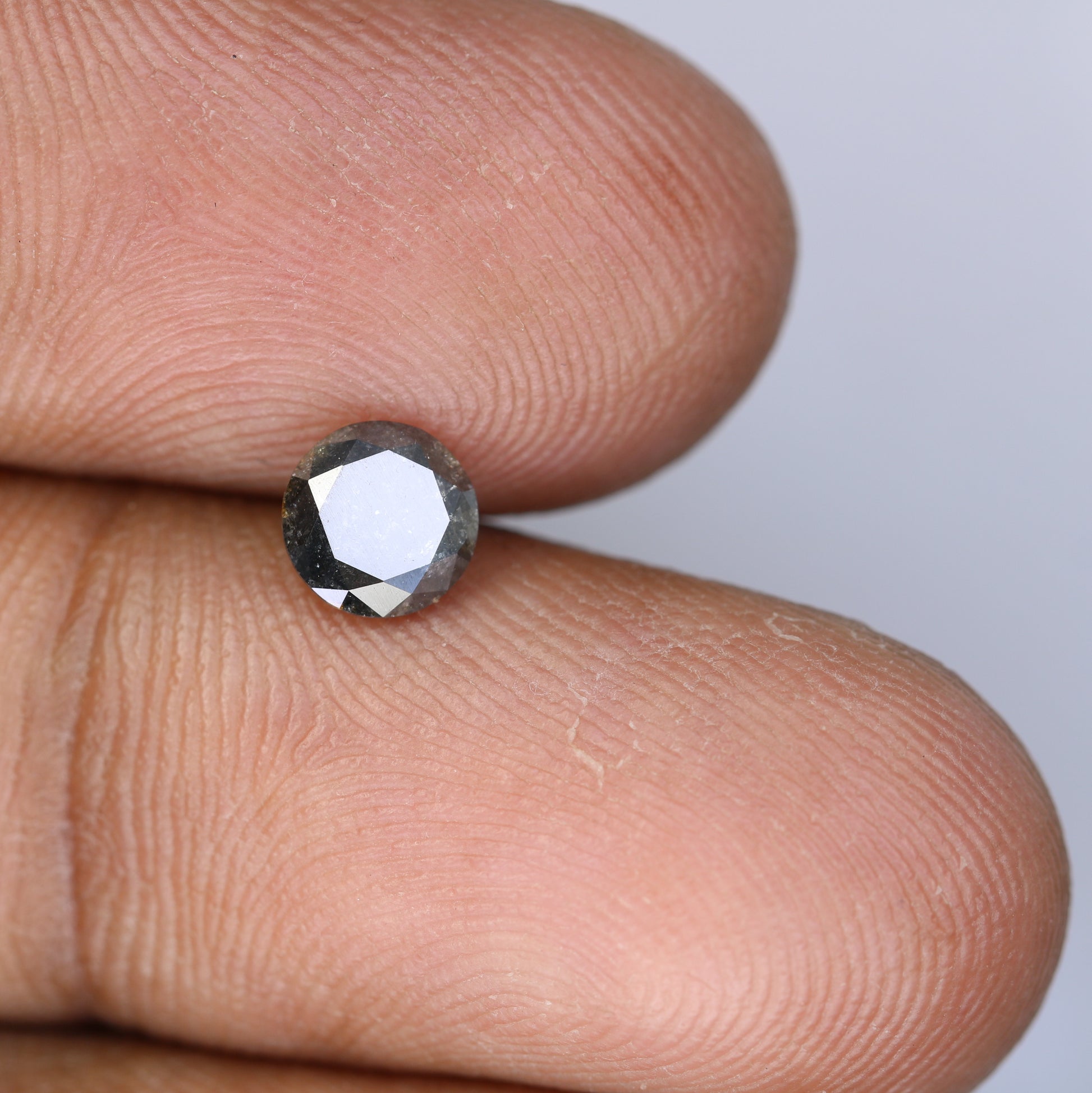 0.79 CT Round Brilliant Cut Salt and Pepper Diamond For Engagement Ring - JayKrishna Diamond