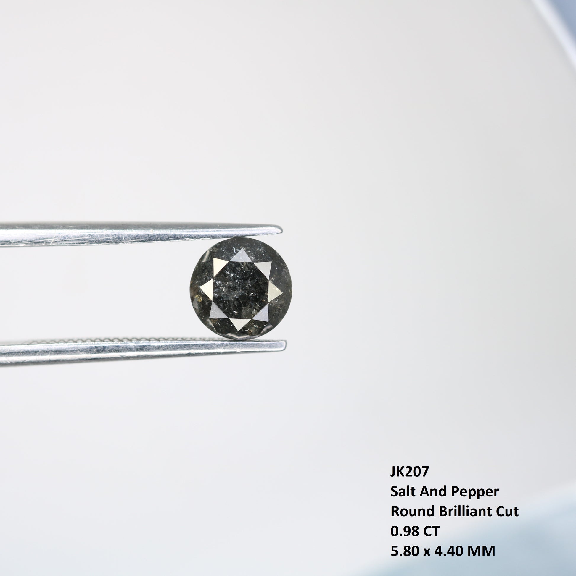 0.98 CT Round Brilliant Cut Salt and Pepper Diamond For Engagement Ring - JayKrishna Diamond