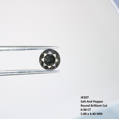 0.98 CT Round Brilliant Cut Salt and Pepper Diamond For Engagement Ring - JayKrishna Diamond