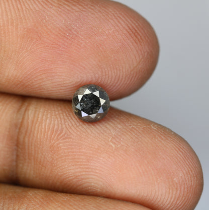0.98 CT Round Brilliant Cut Salt and Pepper Diamond For Engagement Ring - JayKrishna Diamond