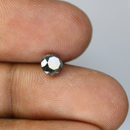 0.98 CT Round Brilliant Cut Salt and Pepper Diamond For Engagement Ring - JayKrishna Diamond