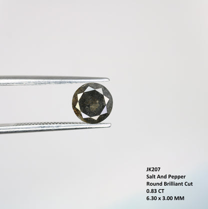 0.83 CT Salt and Pepper Round Brilliant Cut Diamond For Engagement Ring - JayKrishna Diamond