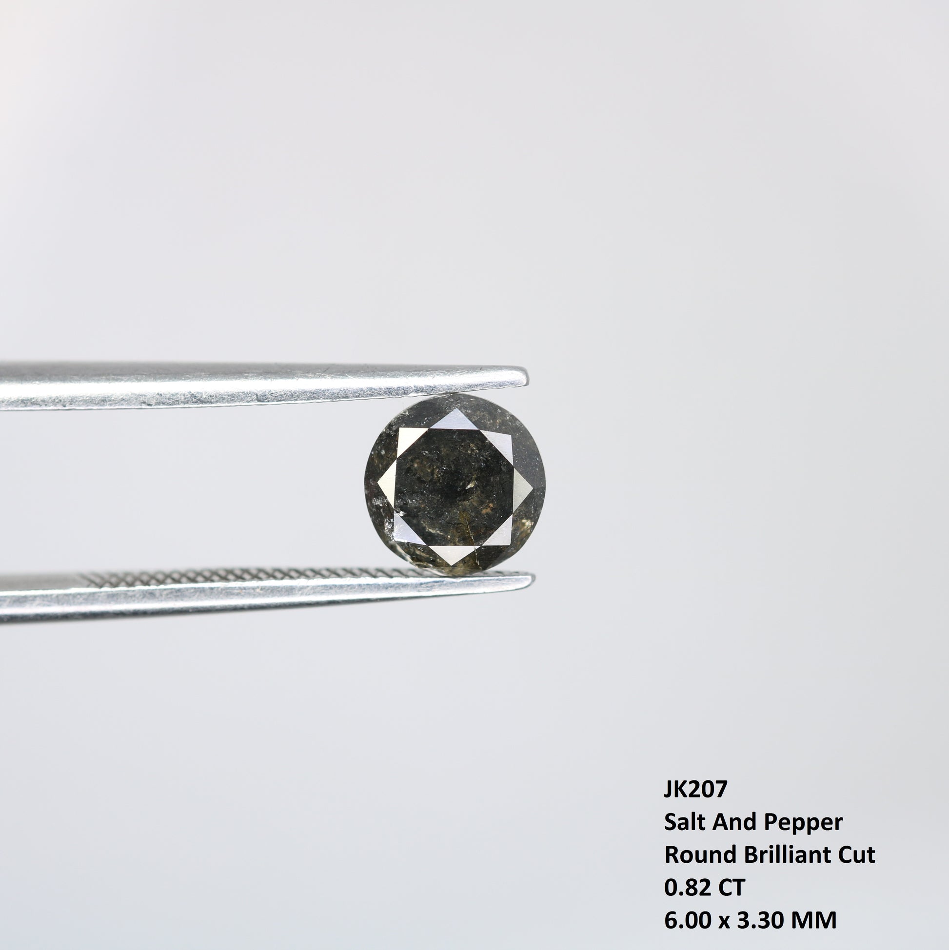 0.82 CT Salt and Pepper Round Brilliant Cut Diamond For Engagement Ring - JayKrishna Diamond