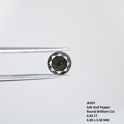 0.82 CT Salt and Pepper Round Brilliant Cut Diamond For Engagement Ring - JayKrishna Diamond