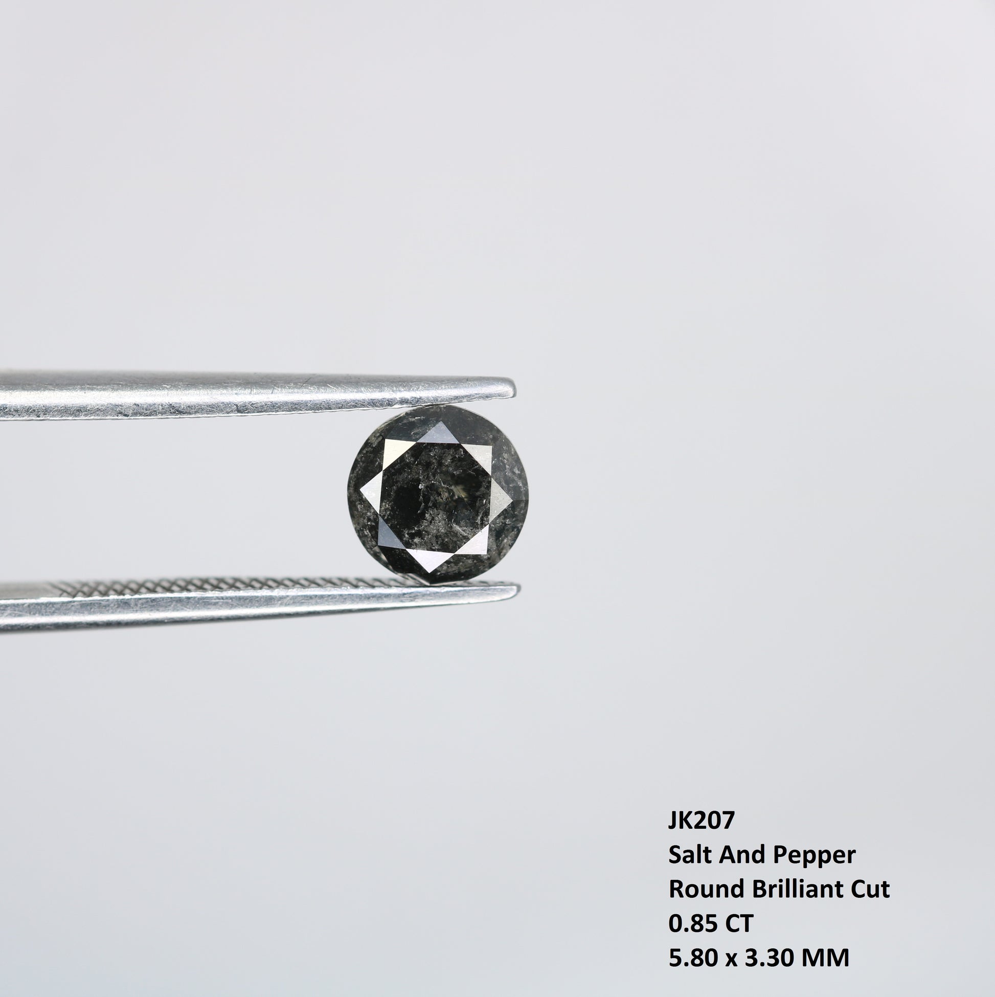 0.85 CT Loose Round Brilliant Cut Natural Fancy Salt And Pepper Diamond For Proposal Ring - JayKrishna Diamond