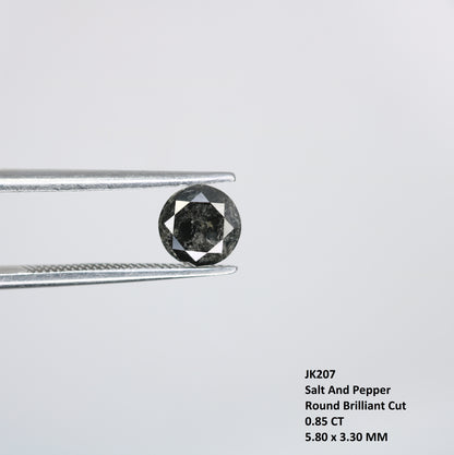 0.85 CT Loose Round Brilliant Cut Natural Fancy Salt And Pepper Diamond For Proposal Ring - JayKrishna Diamond