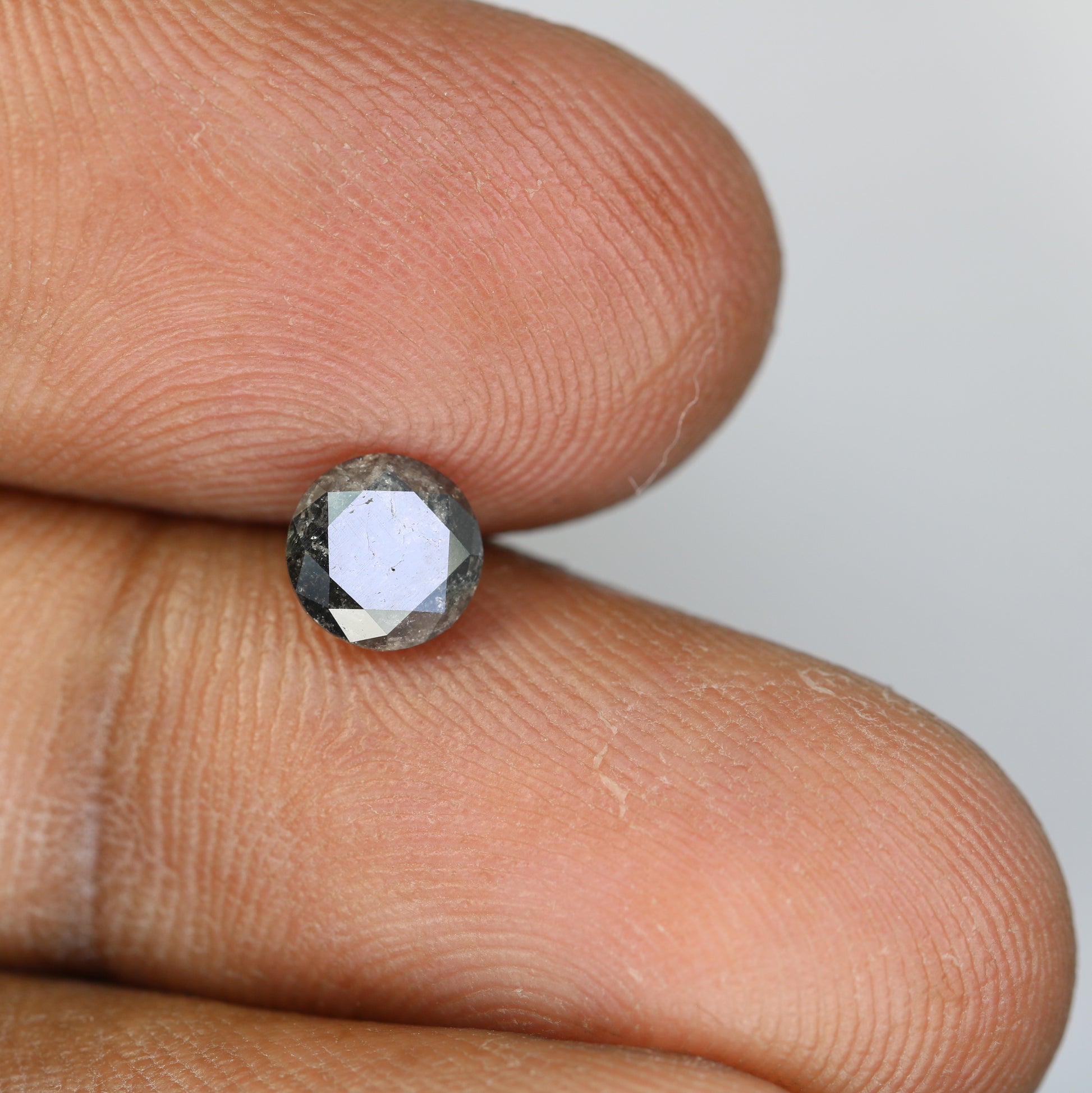 0.85 CT Loose Round Brilliant Cut Natural Fancy Salt And Pepper Diamond For Proposal Ring - JayKrishna Diamond