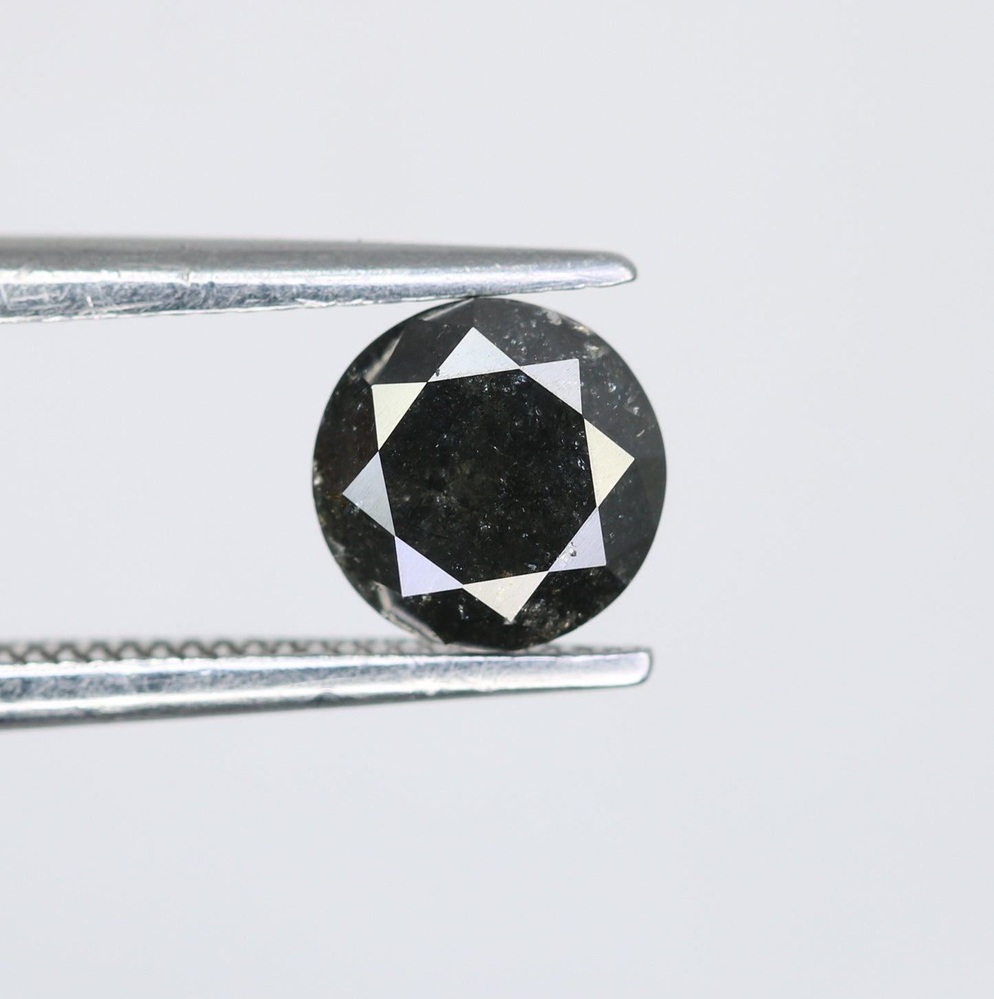 0.93 CT Round Brilliant Cut Salt and Pepper Diamond For Engagement Ring - JayKrishna Diamond