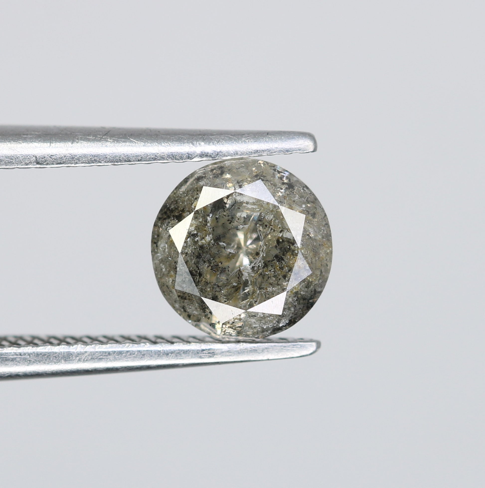 0.76 CT Salt and Pepper Round Brilliant Cut Diamond For Engagement Ring - JayKrishna Diamond