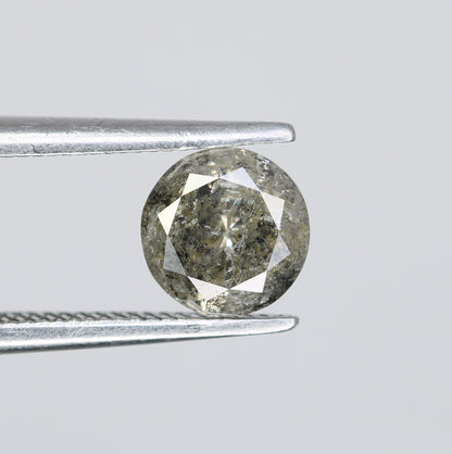 0.76 CT Salt and Pepper Round Brilliant Cut Diamond For Engagement Ring - JayKrishna Diamond