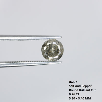 0.76 CT Salt and Pepper Round Brilliant Cut Diamond For Engagement Ring - JayKrishna Diamond