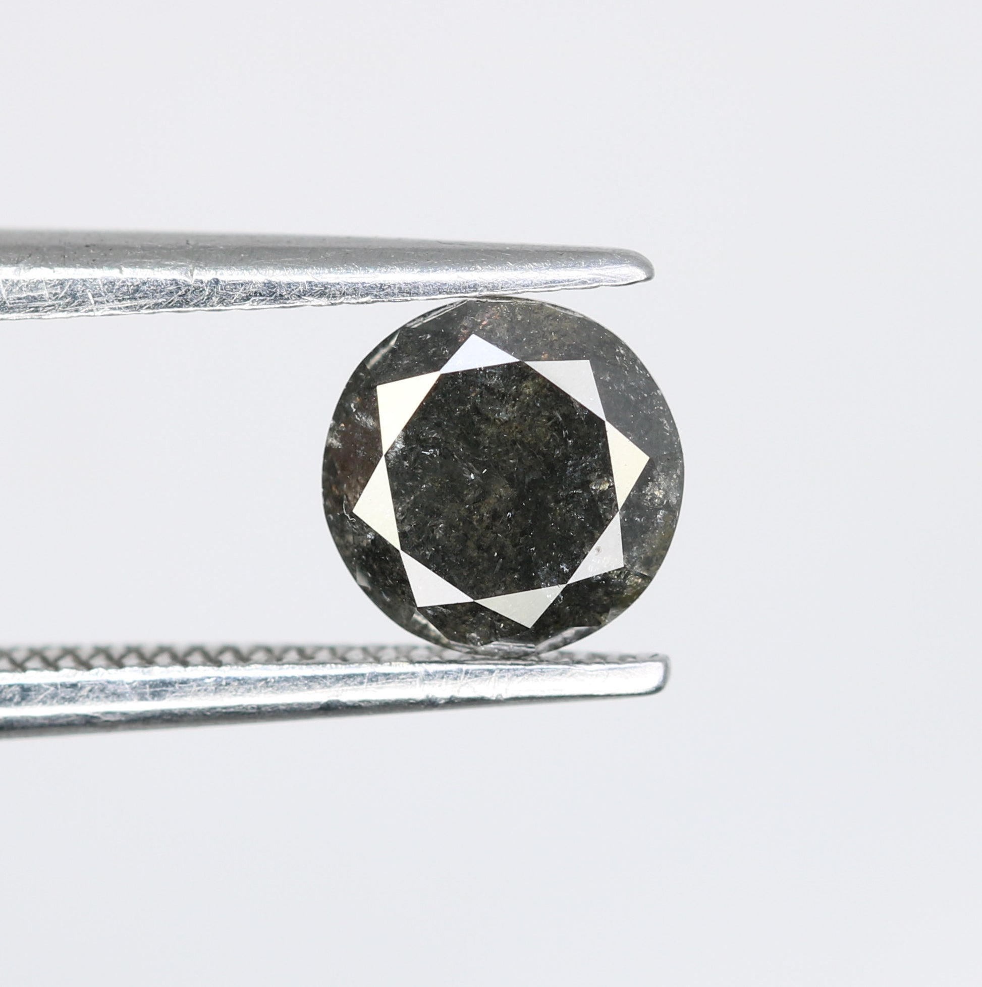 0.78 CT Salt and Pepper Round Brilliant Cut Diamond For Engagement Ring - JayKrishna Diamond