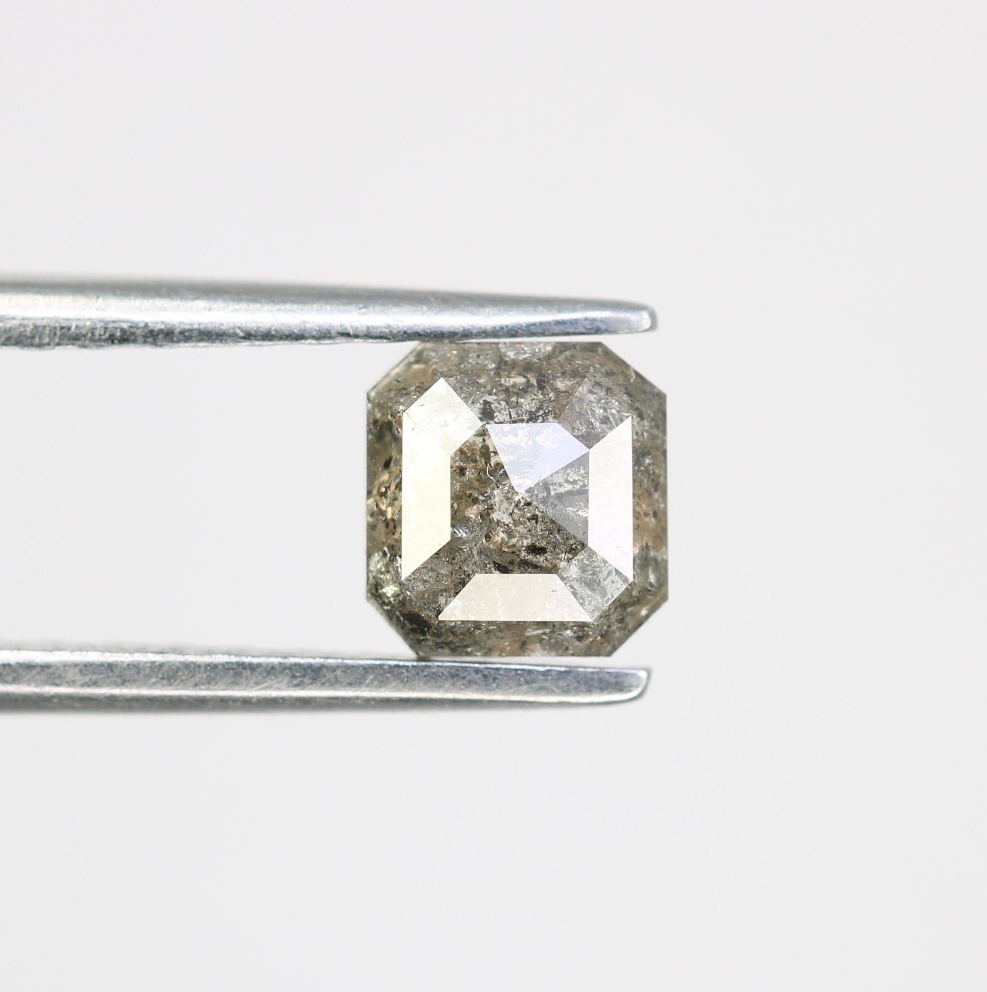 0.88 CT Asscher Shape Salt And Pepper Diamond For Engagement Ring - JayKrishna Diamond