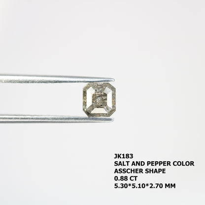 0.88 CT Asscher Shape Salt And Pepper Diamond For Engagement Ring - JayKrishna Diamond
