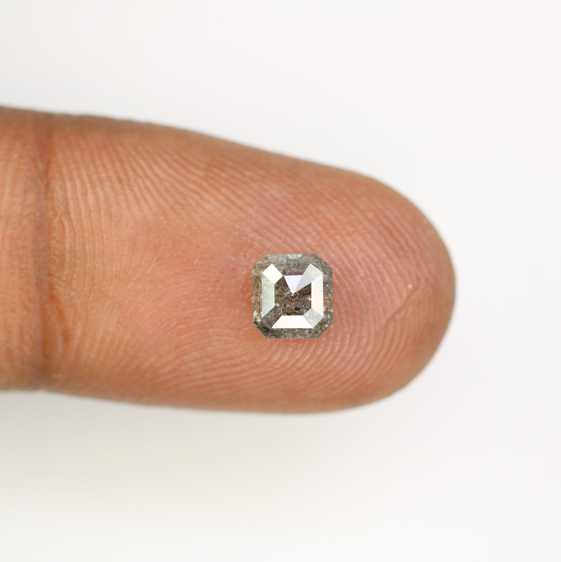 0.88 CT Asscher Shape Salt And Pepper Diamond For Engagement Ring - JayKrishna Diamond
