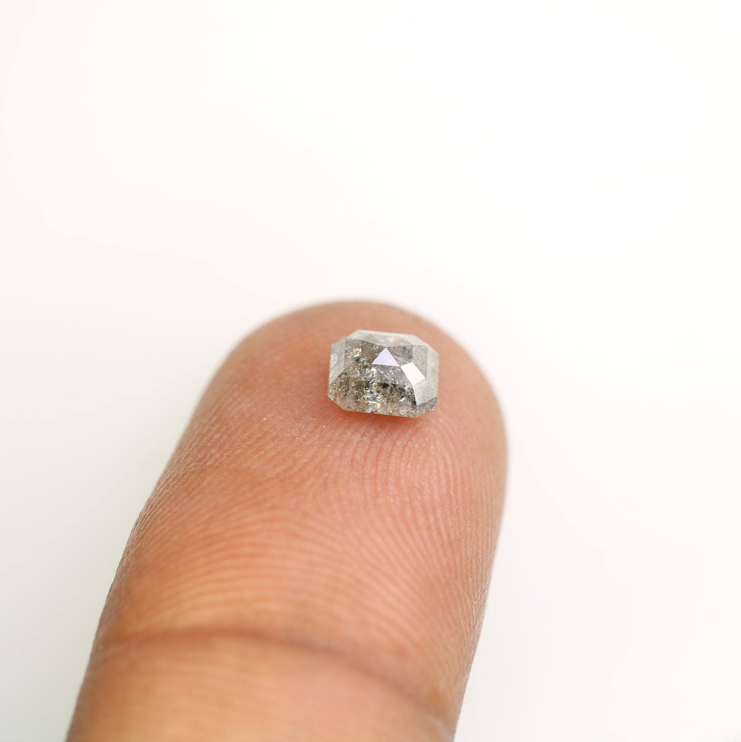 0.88 CT Asscher Shape Salt And Pepper Diamond For Engagement Ring - JayKrishna Diamond