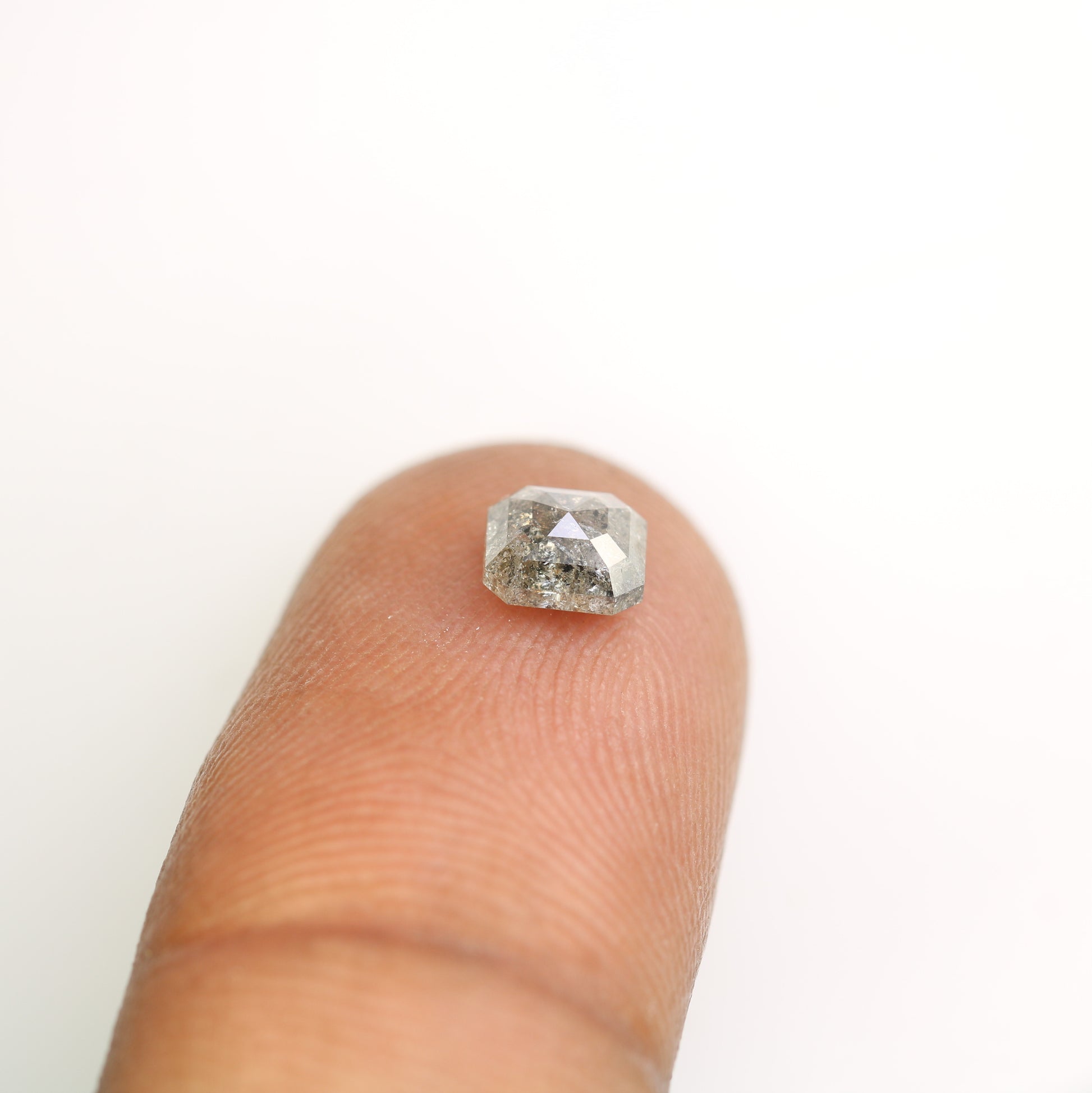 0.88 CT Asscher Shape Salt And Pepper Diamond For Engagement Ring - JayKrishna Diamond