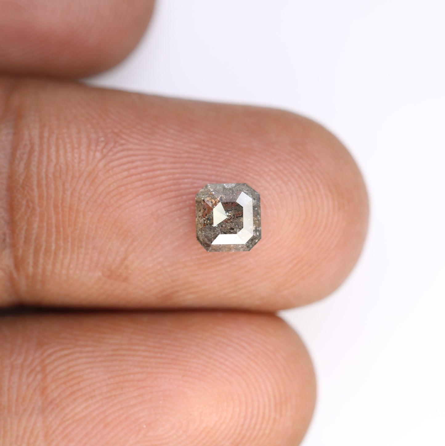 0.88 CT Asscher Shape Salt And Pepper Diamond For Engagement Ring - JayKrishna Diamond