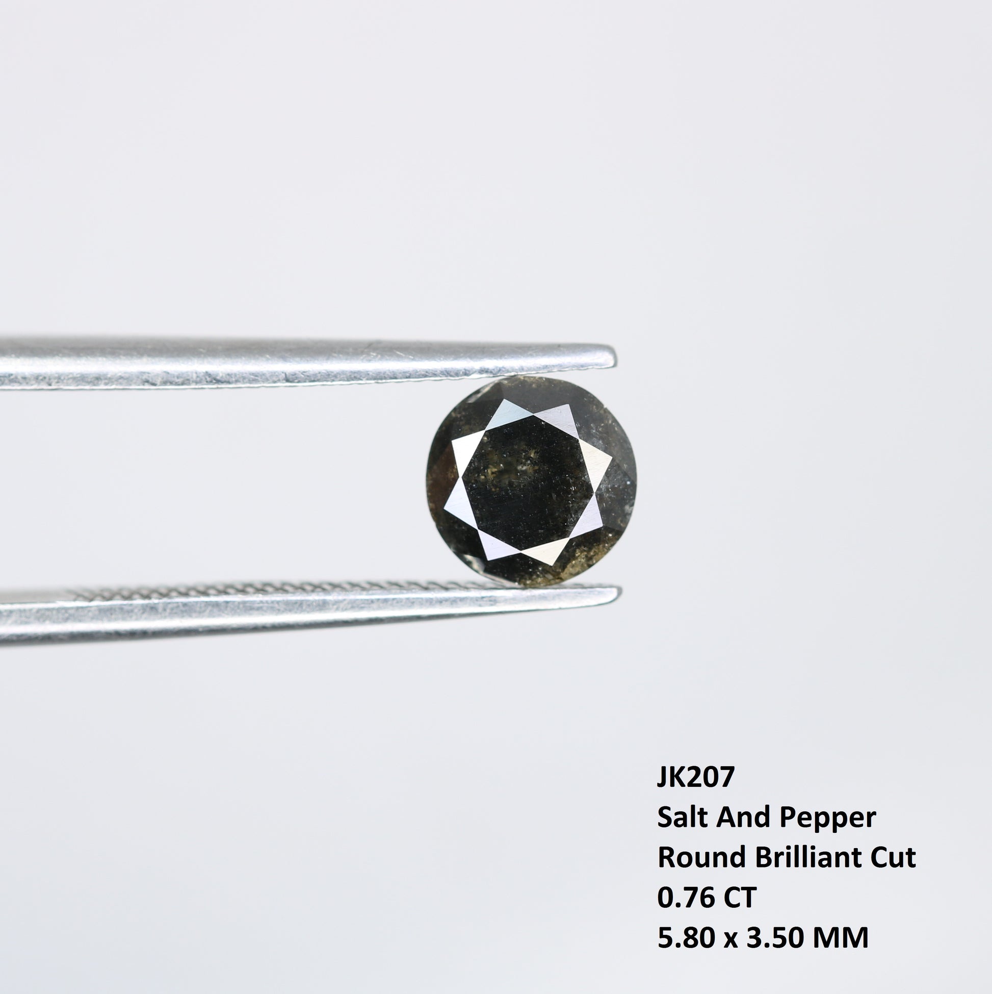 0.76 CT Salt and Pepper Round Brilliant Cut Diamond For Engagement Ring - JayKrishna Diamond