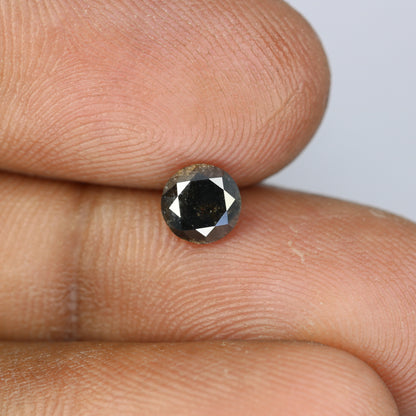 0.76 CT Salt and Pepper Round Brilliant Cut Diamond For Engagement Ring - JayKrishna Diamond