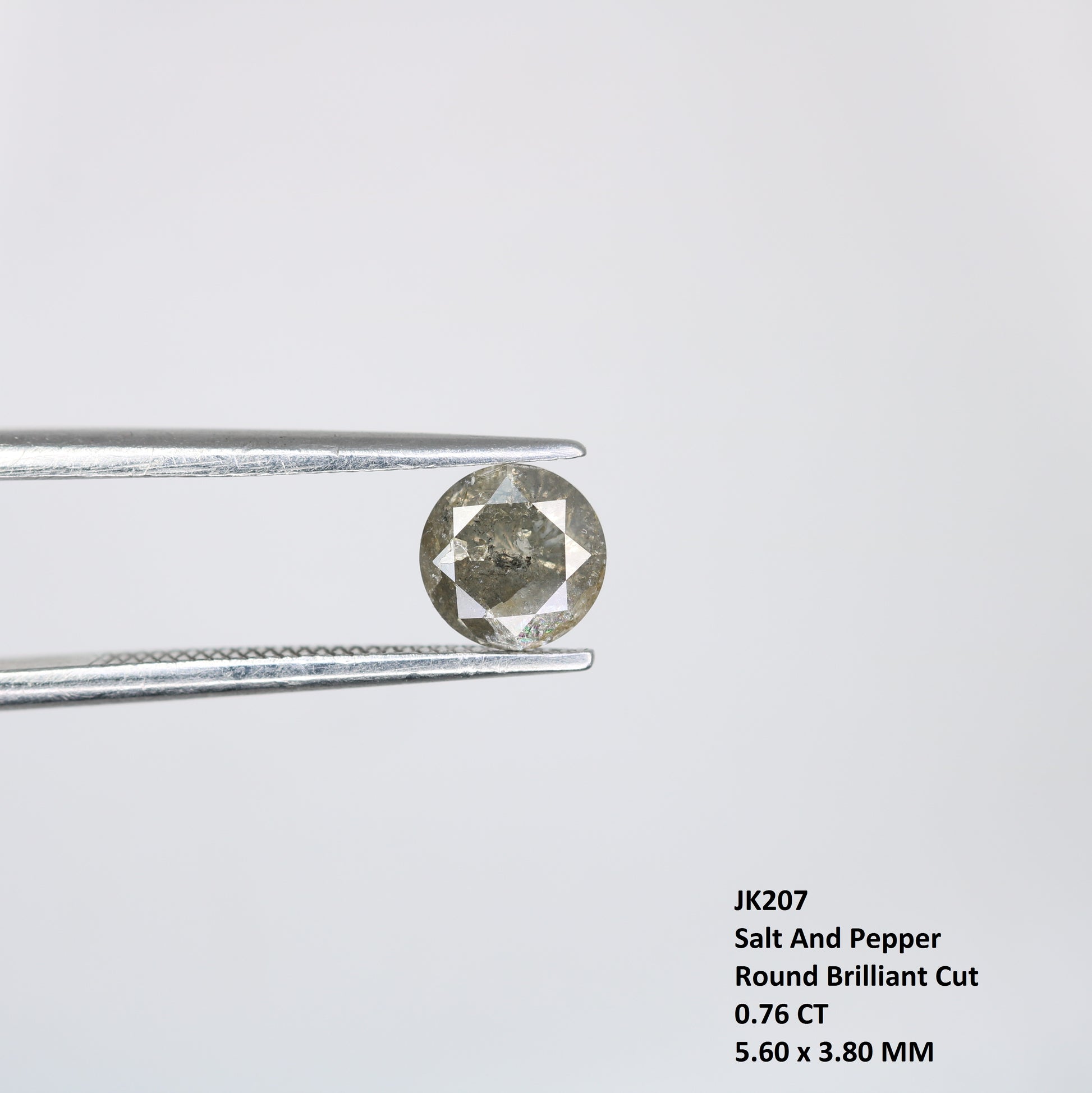 0.76 CT Salt and Pepper Round Brilliant Cut Diamond For Engagement Ring - JayKrishna Diamond