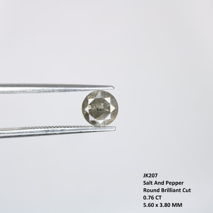 0.76 CT Salt and Pepper Round Brilliant Cut Diamond For Engagement Ring - JayKrishna Diamond