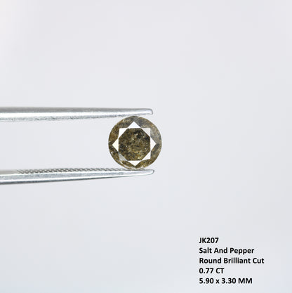 0.77 CT Round Brilliant Cut Salt and Pepper Diamond For Engagement Ring - JayKrishna Diamond